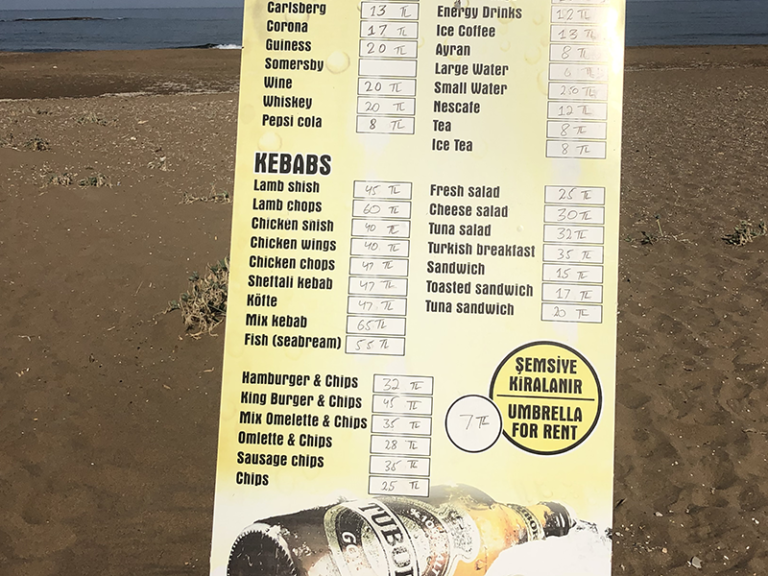 Alagadi Turtle Beach menu